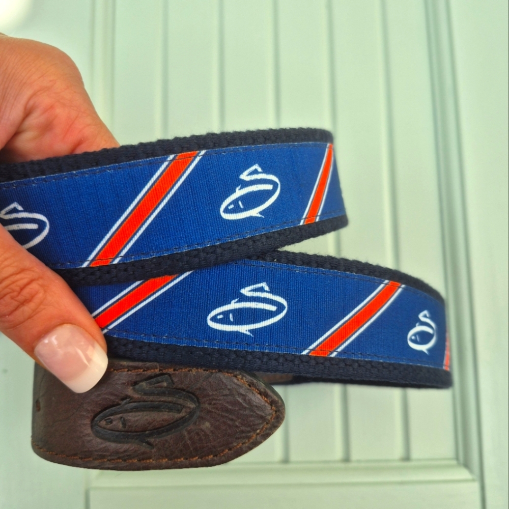 Brand New Blue and Brown Belt with Fish Logo